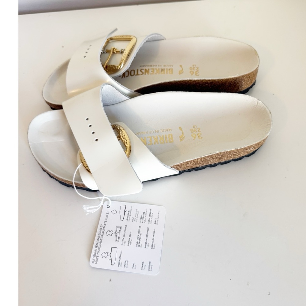 Birkenstock Cream Sandals with Gold Accents - Picture 3 of 14